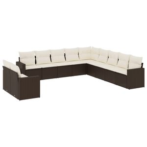 vidaXL 11-delige Loungeset met kussens poly rattan bruin