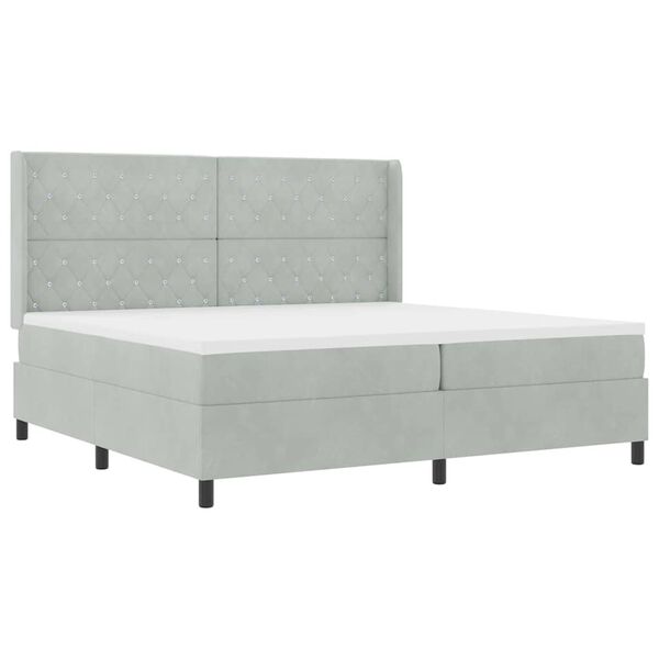 vidaXL Boxspringbed met matras Lichtgrijs 200 x 200 cm Fluweel