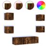 vidaXL 6-delige tv-wandmeubelset met LED bewerkt hout gerookt eiken
