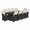 vidaXL 11-delige Bistroset met kussens poly rattan zwart