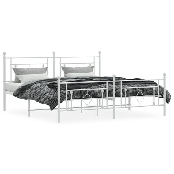 vidaXL Bedframe met hoofd- en voeteneinde metaal wit 183x213 cm