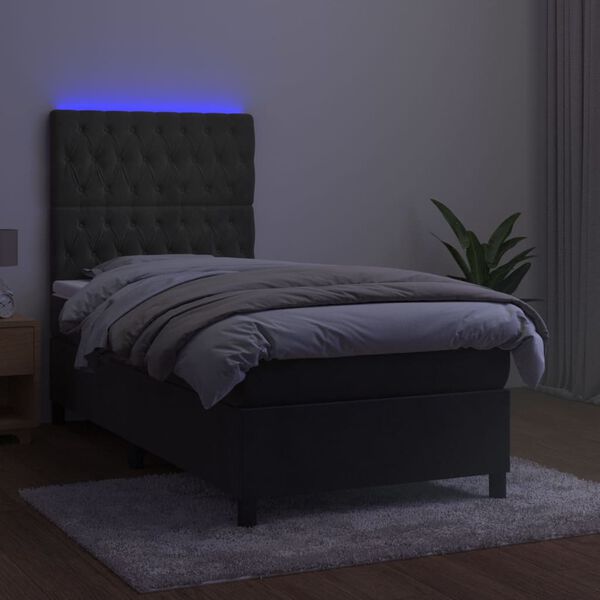 vidaXL Boxspring met matras en LED fluweel donkergrijs 80x200 cm
