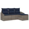 vidaXL Bankstel met kussen 4 pcs Grijs en Marineblauw poly rattan