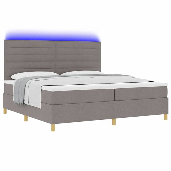 vidaXL LED Box Spring Bed met matras Taupe 200 x 200 cm Stof