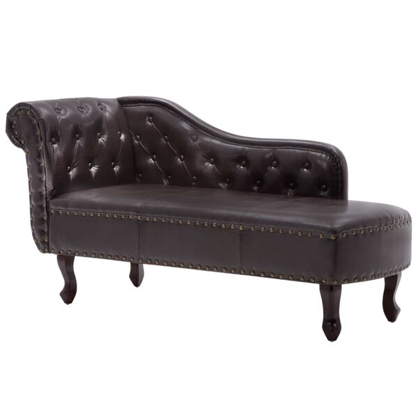 vidaXL Chaise longue kunstleer donkerbruin
