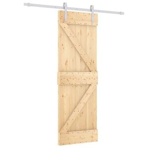 vidaXL Schuifdeur Natuurlijk en Wit 70 x 210 cm Massief Grenenhout