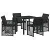 vidaXL Tuin eettafelset 5 st Zwart poly rattan