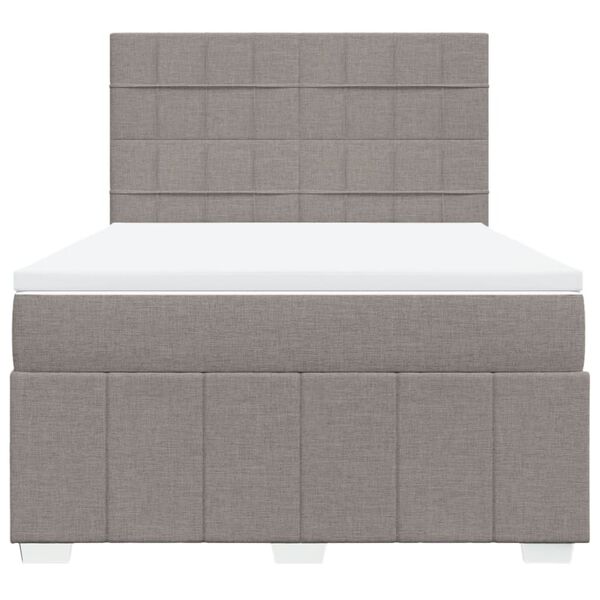 vidaXL Boxspring met matras stof taupe 140x190 cm