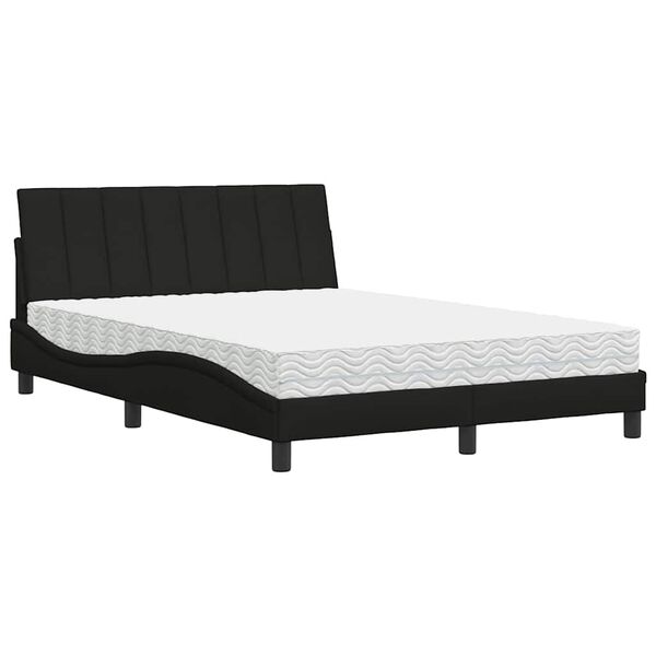 vidaXL Bed met matras "Hanko" stof zwart 140x200 cm