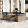 vidaXL 9-delige Loungeset met kussens poly rattan beige