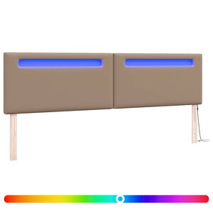 vidaXL LED Hoofdbord Cappuccino 200 cm Nep Leer