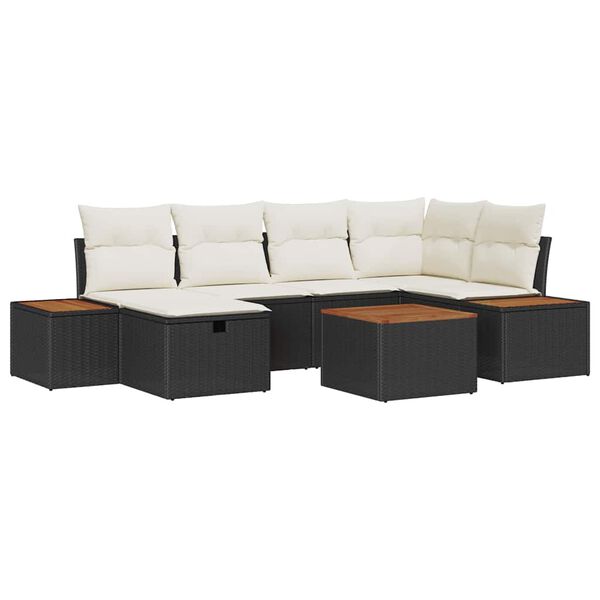 vidaXL Tuin Sofa Set met kussen 7 pcs Zwart 55 x 62 x 69 cm Poly riet