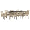 vidaXL Tuin eettafelset 9 st Beige poly rattan
