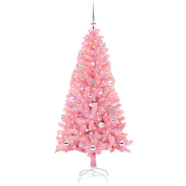vidaXL Kerstboom met 150 LED met standaard Roze 150 cm PVC