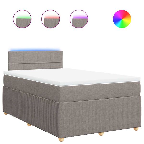 vidaXL Boxspring met matras stof taupe 120x200 cm