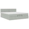 vidaXL Ottoman bed met matrassen en LED's 200x200cm fluweel lichtgrijs