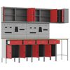 vidaXL Werkkast set met lade met plank met opslag 12 pcs Rood en Grijs
