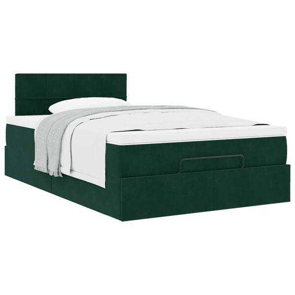 vidaXL Ottoman bed met matras 120x200cm fluweel donkergroen