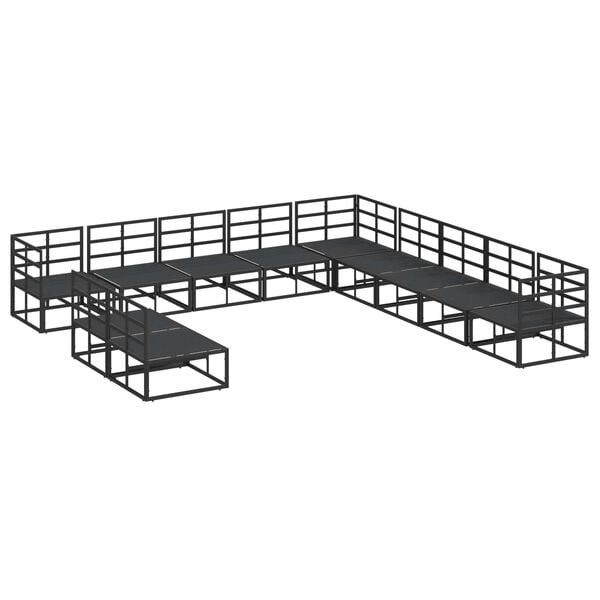 vidaXL Tuinbankenset met kussen 11 pcs Zwart Aluminium