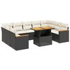 vidaXL 11-delige Loungeset met kussens poly rattan zwart