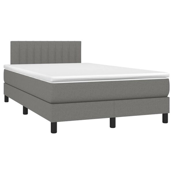 vidaXL Boxspring met matras en LED stof donkergrijs 120x200 cm