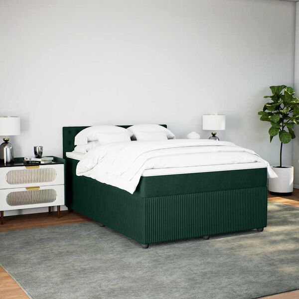 vidaXL Boxspring met matras fluweel donkergroen 140x190 cm