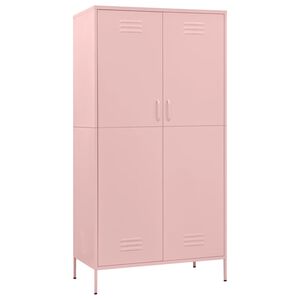 vidaXL Kledingkast 90x50x180 cm staal roze