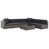 vidaXL 7-delige Loungeset met kussens poly rattan grijs