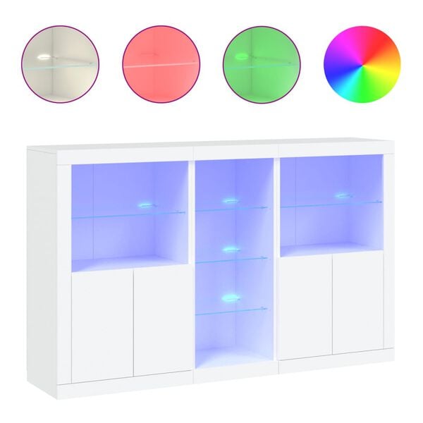 vidaXL Dressoir met LED-verlichting 162x37x100 cm wit