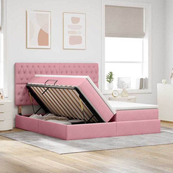 vidaXL Opslag bed met matras met hoofdeinde Roze 180 x 200 cm Fluweel