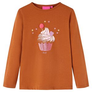 vidaXL Kindershirt met lange mouwen 104 cognackleurig