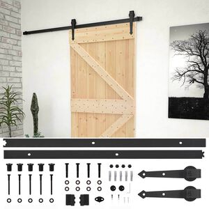 vidaXL Schuifdeur 100 x 210 cm Massief grenenhout Naturel en Zwart