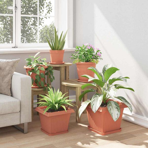 vidaXL Vierkante Bloempot 24 pcs Baksteenrood 28,5 x 28,5 x 22 cm