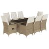 vidaXL 9-delige Tuinset met kussens poly rattan beige