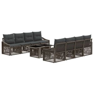 vidaXL Tuinbankenset 9 st Grijs en Donkergrijs poly rattan