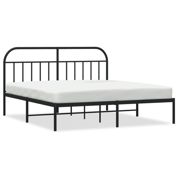 vidaXL Bedframe met hoofdbord metaal zwart 180x200 cm