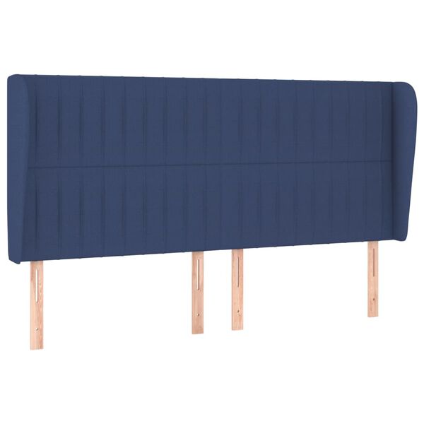 vidaXL Hoofdbord met randen 163x23x118/128 cm stof blauw
