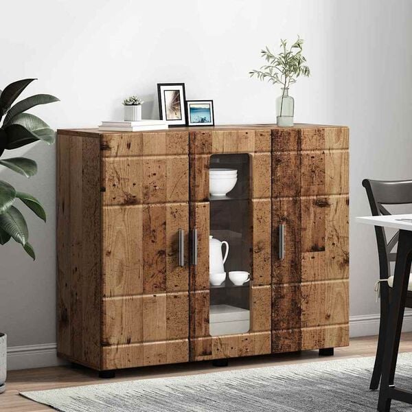 vidaXL Houten Kast met opslag Oudhout 88,5 x 30,5 x 73 cm Bewerkt hout