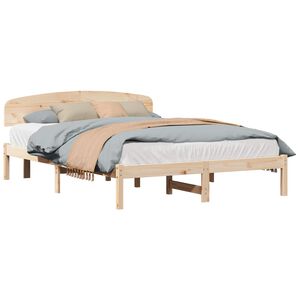 vidaXL Bedframe met hoofdeinde Naturel 150 x 200 cm Massief grenenhout