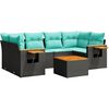 vidaXL 7-delige Loungeset met kussens poly rattan zwart