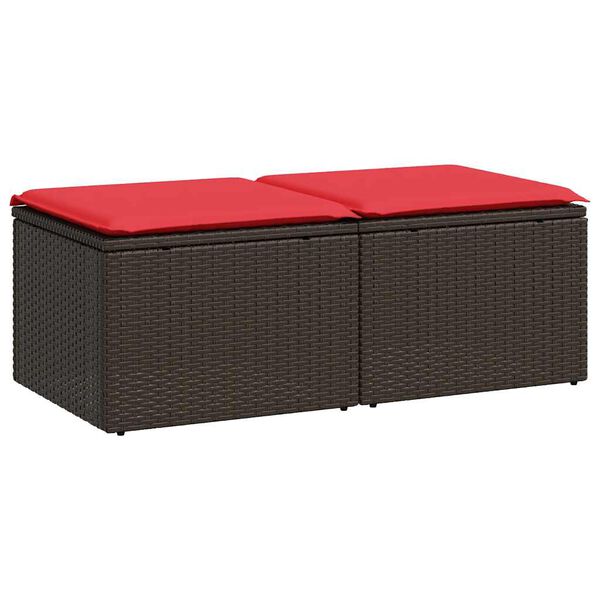 vidaXL 2-delige Loungeset met kussens poly rattan acacia bruin