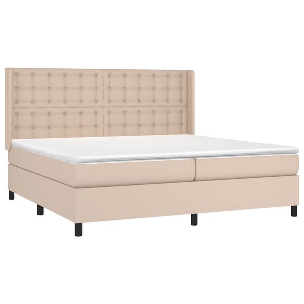 vidaXL Boxspring met matras kunstleer cappuccinokleurig 200x200 cm