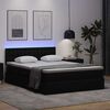 vidaXL Opbergbed met LED met matras Zwart 140 x 200 cm Nep Leer