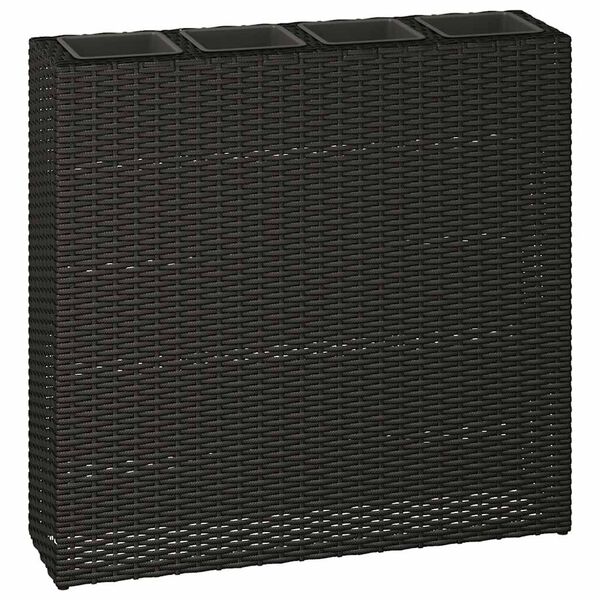 vidaXL Plantenbak verhoogd met 4 potten 2 st poly rattan zwart