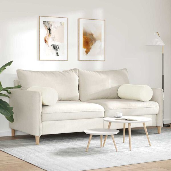 vidaXL Bolster Kussens 2 stuks Crème Ø 25 x 70 cm Cordstof