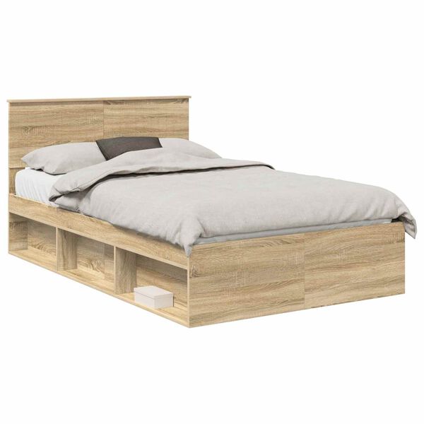 vidaXL Bedframe met hoofdeinde Sonoma 120 x 200 cm Massief grenenhout