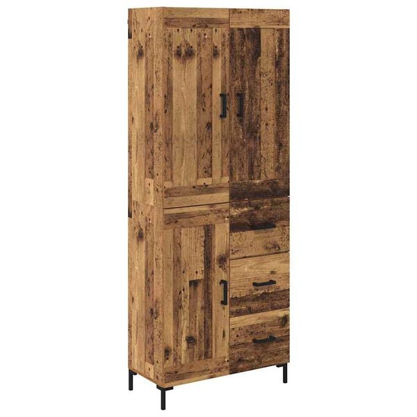vidaXL Hoge kast met lade 2 pcs Oud Hout Bewerkt hout