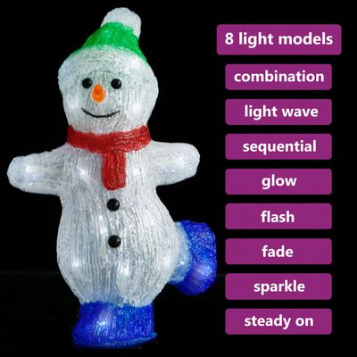 vidaXL Kerstfiguur sneeuwman LED binnen en buiten 30 cm acryl