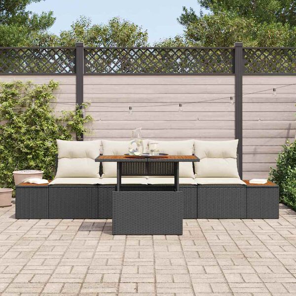 vidaXL Tuin Eetset met kussen met kussen 5 pcs Zwart en Beige