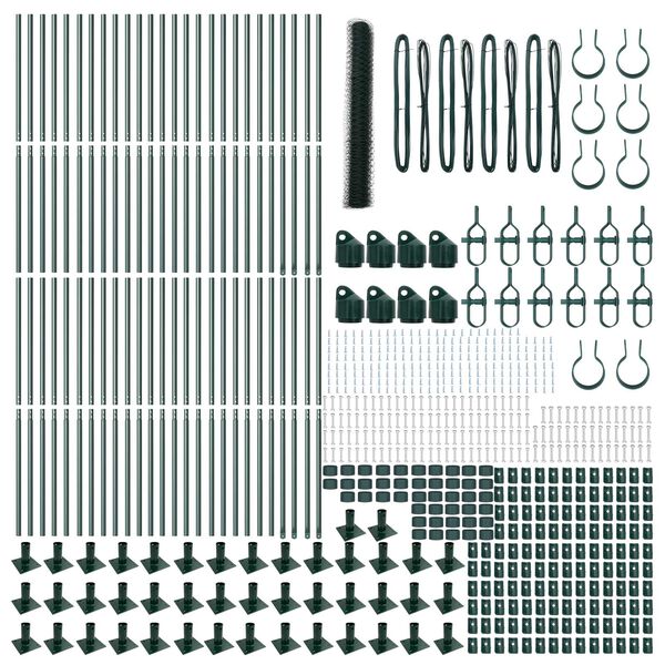 vidaXL Afrasteringspaal Groen 100 x 1,2 m (50 mm gaas) Staal en PVC